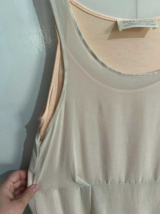 Rochie Zara marimea S culoarea nude peach voal