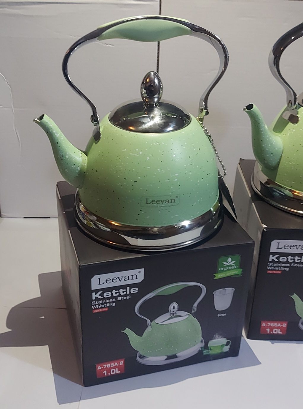 Заварочный чайник Leevan 1л. Чайник нержавейка для плиты.  Кухонный