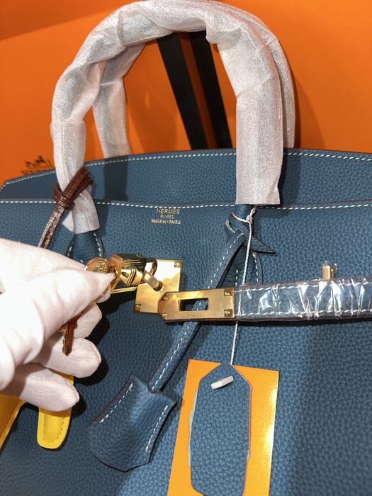 Geanta Hermes Birkin 35cm Turcoaz/accesorii gold