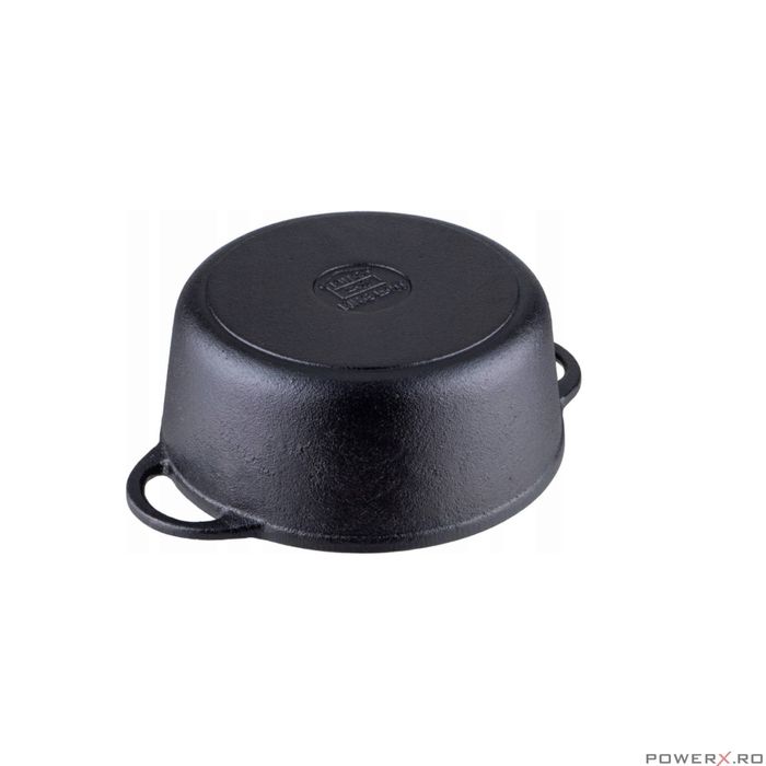 Oala din fonta 2.4 litri, 22cm cratita cu capac, negru, KingHoff