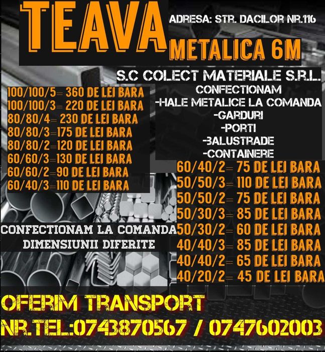 Teava retangulara la super pret . mai multe detalii in privat