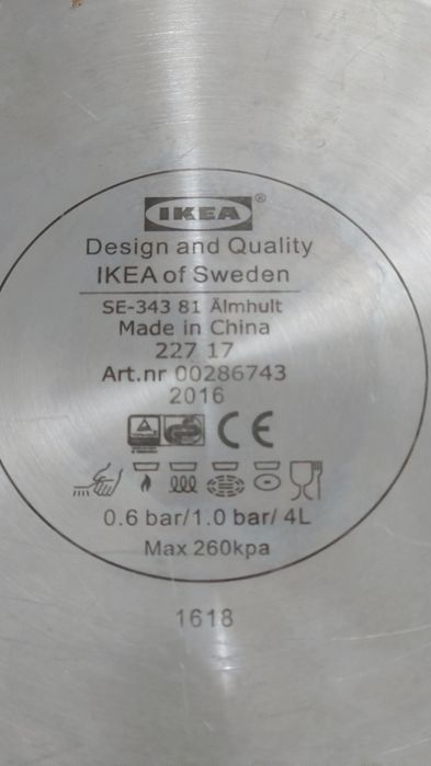Oala presiune / cucta inox Ikea