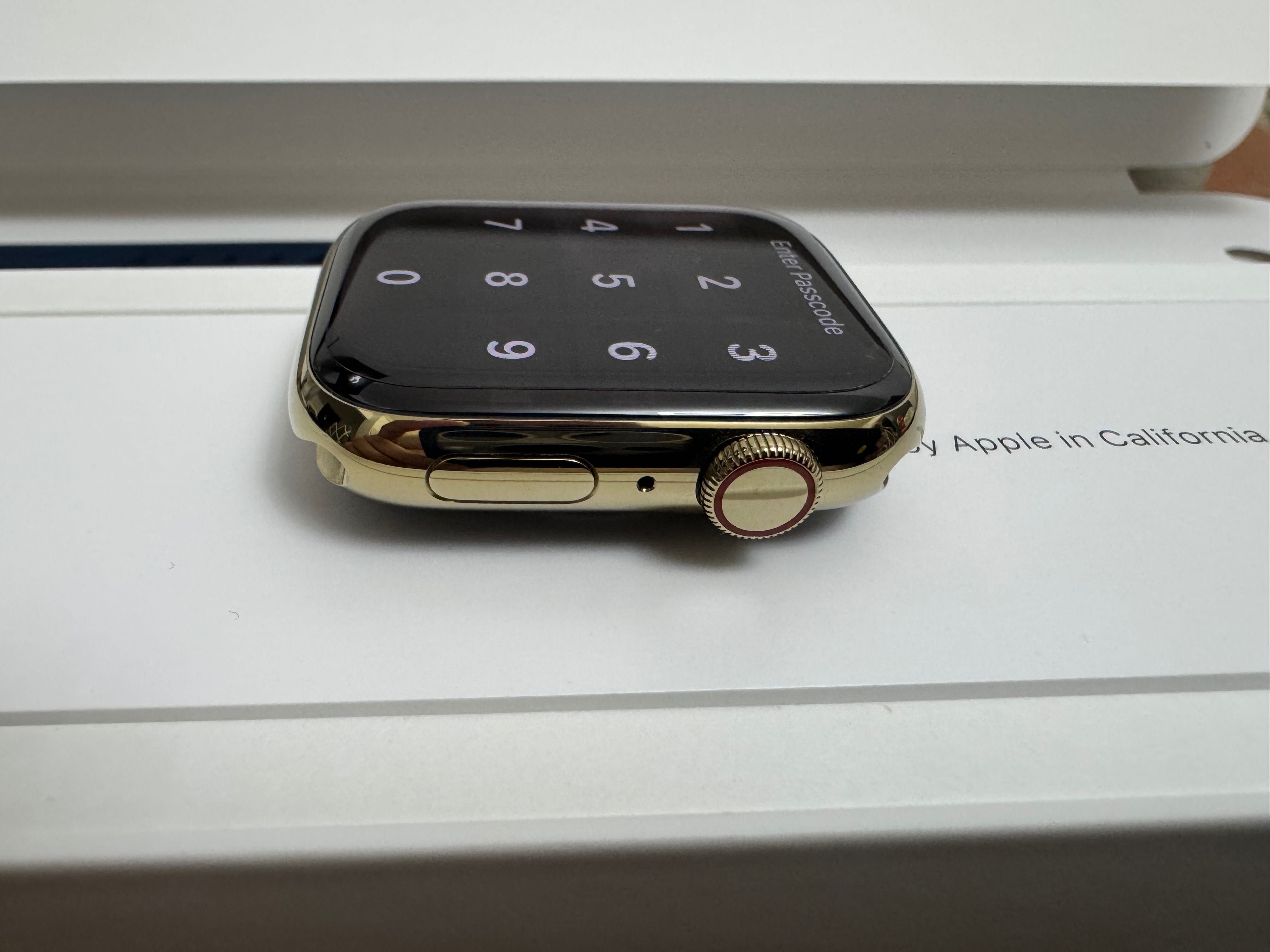 Apple Watch SERIES 7 Gold Stainless Steel Blue SportBand 45MM Cellular