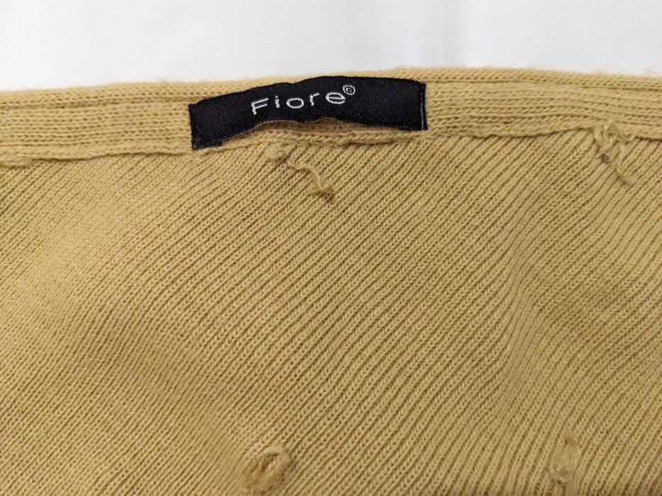 Sal tricotat cu perle și franjuri, galben mustar/bej, nou