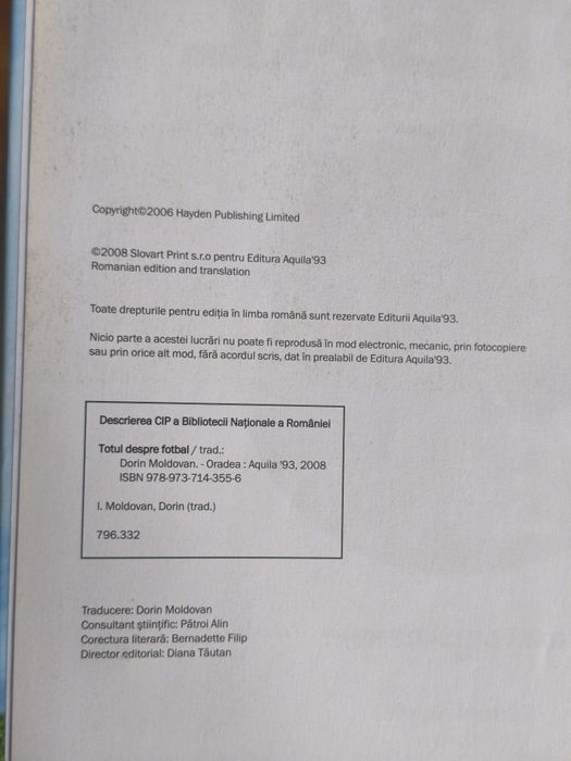 Carte de colecție  „TOTUL DESPRE FOTBAL"