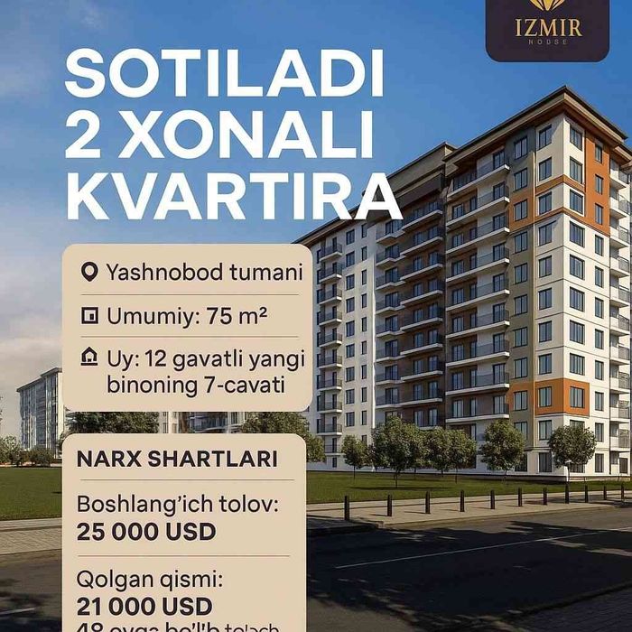 Янги қурилаётган уй Izmirda сотилади