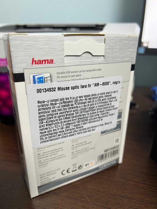 Hama Mouse optic fara fir "AM-8000", negru.