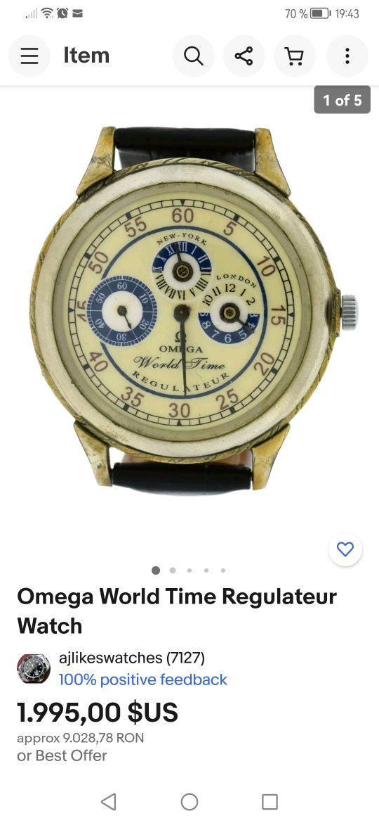 Omega World time regulateur vintage longines Breitling tag montblanc