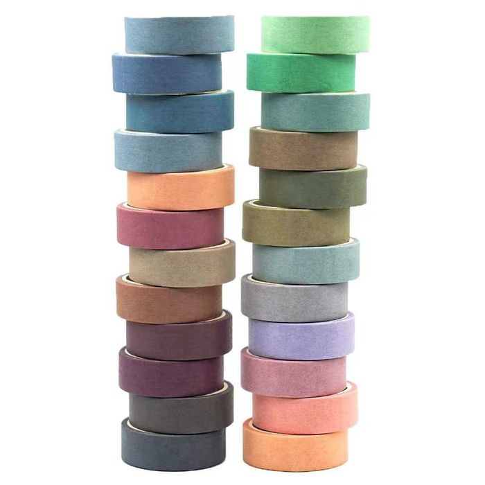 Set de 24 de role de bandă adezivă Washi pastel bandă colorată de 15mm