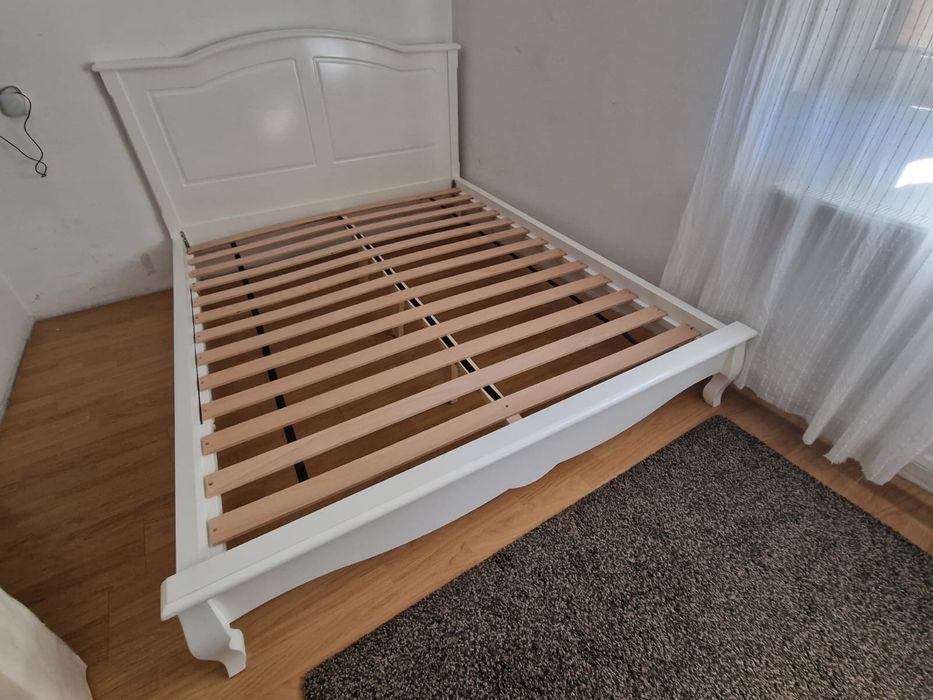 Pat Mobexpert Fabian, 160×200 cm, alb, cu somieră (fără saltea)