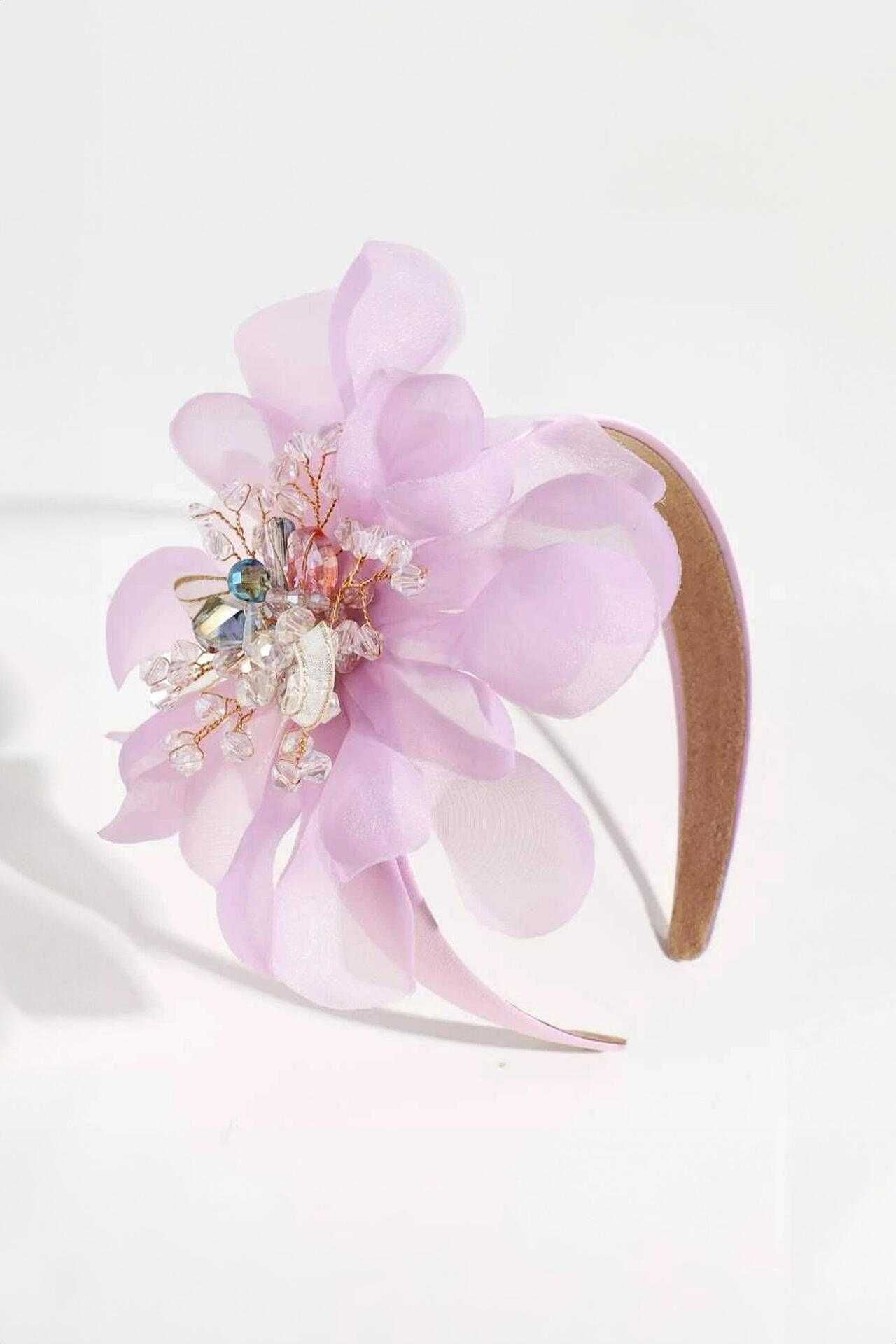 Диадема с голямо цвете в лилаво или цвят по избор, Petite Fleur