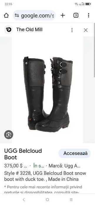 Cizme piele naturala, imblanite UGG Becloud BOOT Waterproof marimea 39