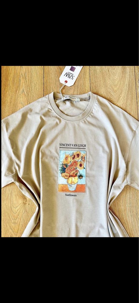 Vincent Van Gogh.Страхотен oversize тишърт с 3/4 ръкав
