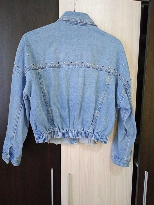 Дънково яке светло синьо с капси