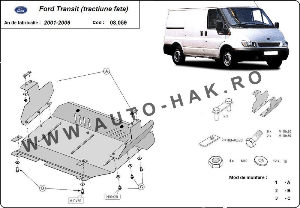 Scut motor Ford Transit - tractiune fata 2001-2007