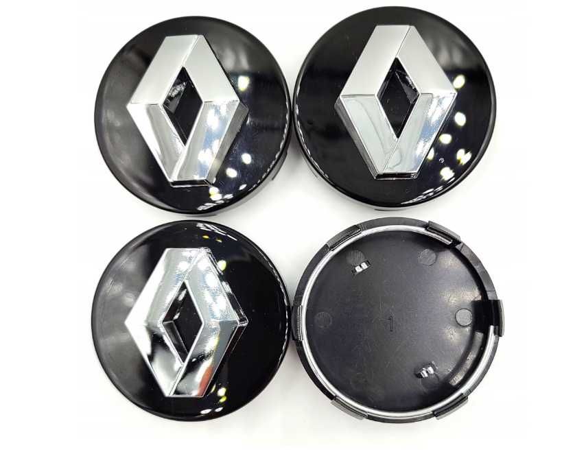 set 4 capace Renault, ARGINTIU/CROM, sau NEGRU/CROM cu inel de fixare