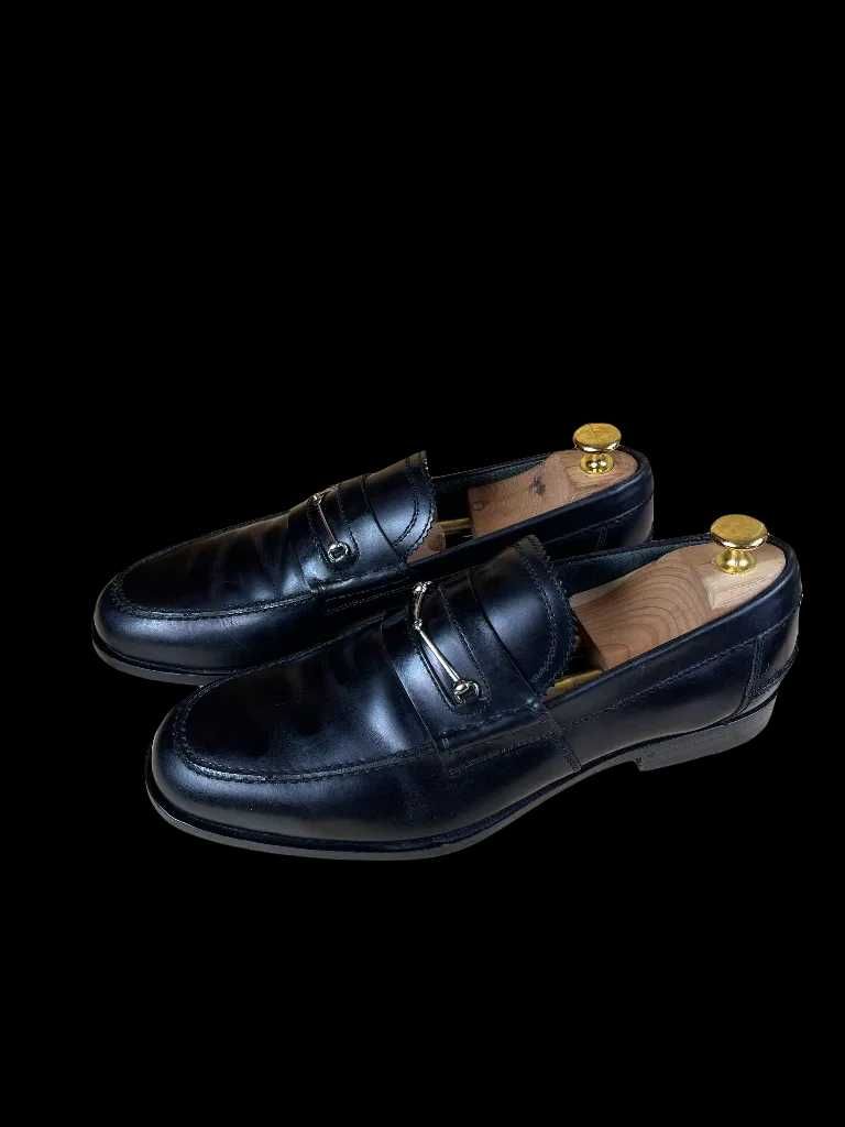 Pantofi barbati Gucci Horsebit Loafer marimea 42 27.5 cm negri piele