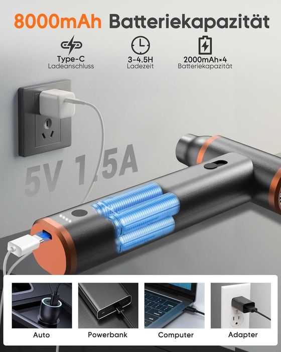 Електрически въздушен компресор 180000 об/мин 8000mAh алуминиев