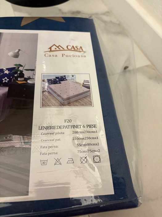 Casa Pucioasa, lenjerie de pat 6 piese fata pilota cearceaf fete perne