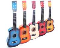Chitara clasica din lemn pentru copii roșu roz albastru orange natur