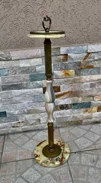 Deosebita scrumiera cu picior, antica, bronz-onix-Franta