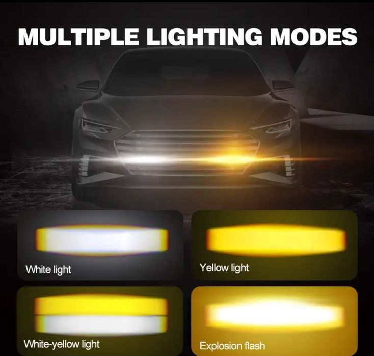 Мини матрични светлини за решетка на автомобил, жълти и бели LED светл
