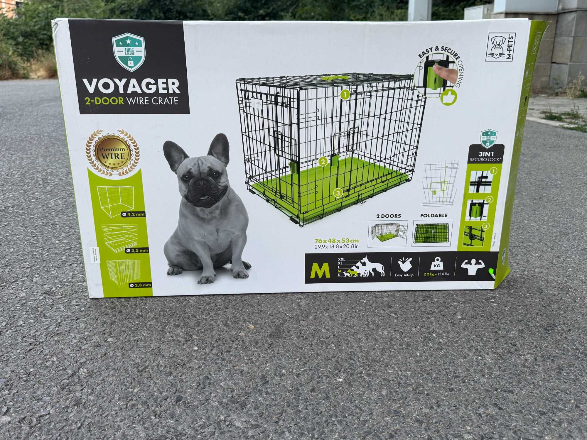 M-Pets Voyager сгъваема клетка с цветно дъно 76/48/53