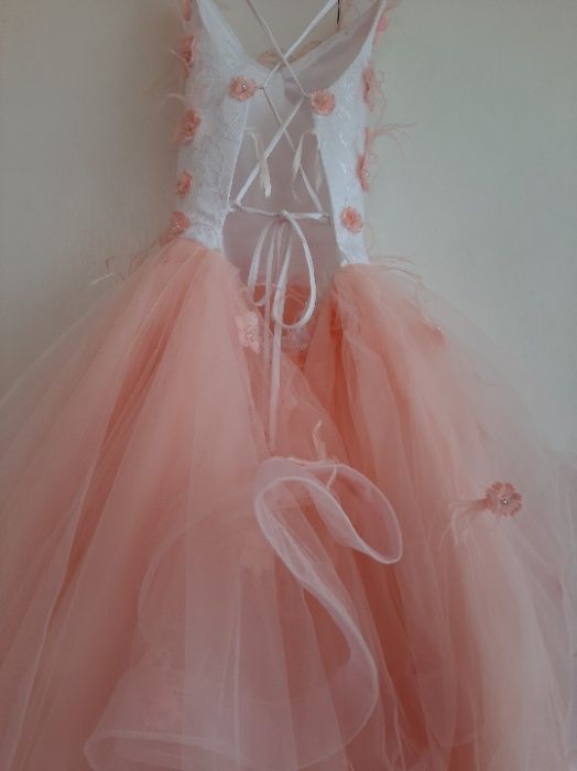 Rochie petrecere roz organza florale