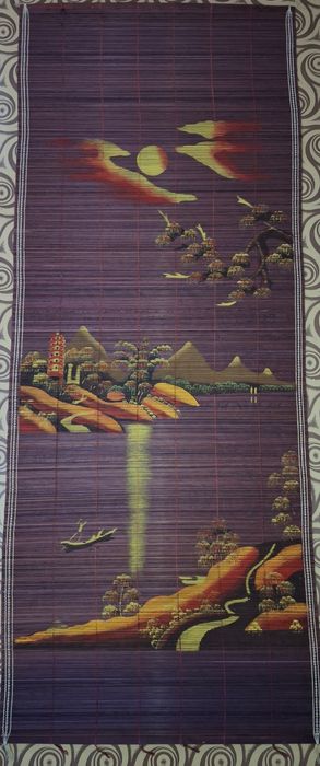 Панно из бамбуковых палочек, картина