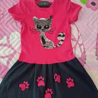 Детска рокля Cat 122/128 Подарък тениска Sonic