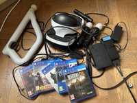 PS VR + 2 move контролера, камера, aim контролер и 4 игри