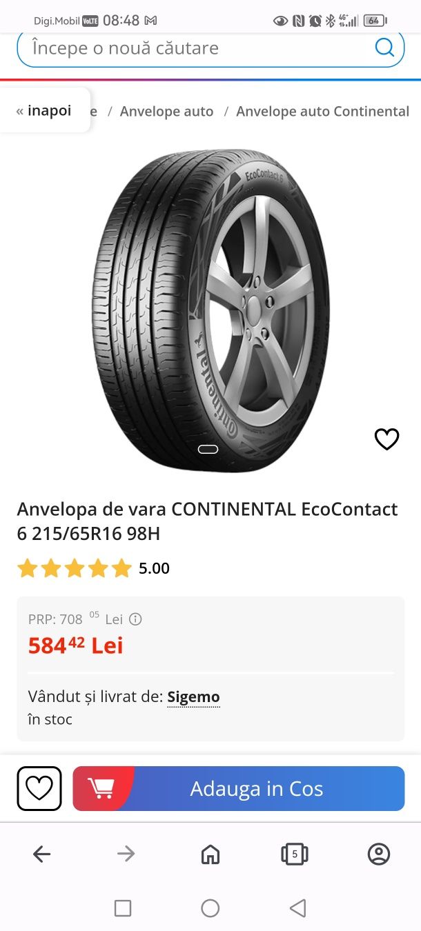 Anvelope 215 65 R16 Continental EcoContact 6