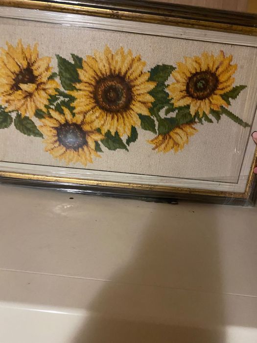 Ръчно шита картина Слънчогледи! Уникат