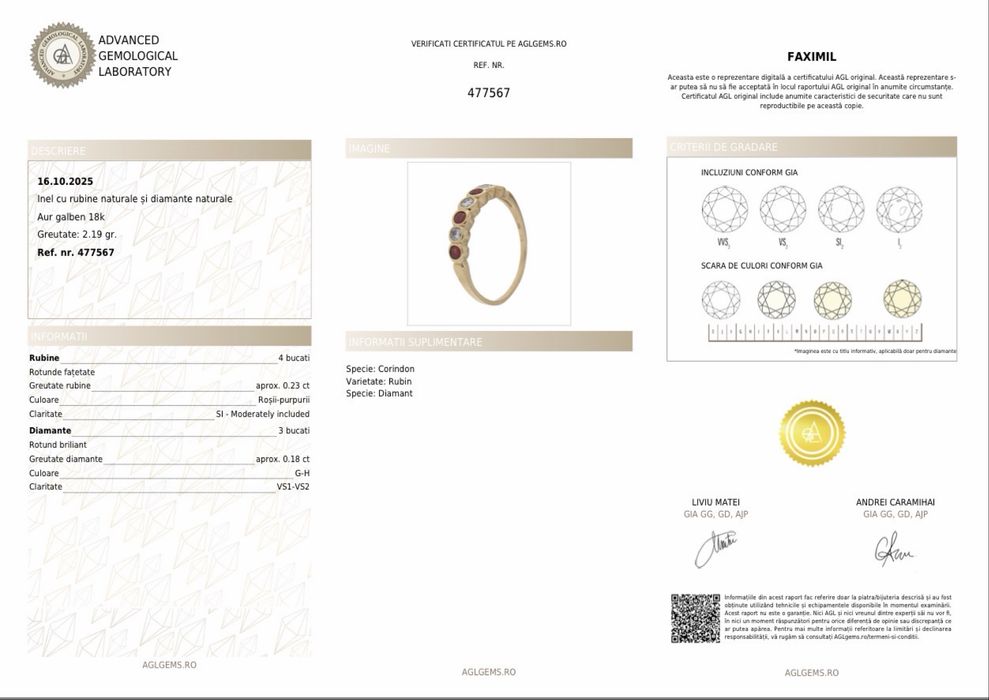 Inel aur galben 18k cu diamante si rubine