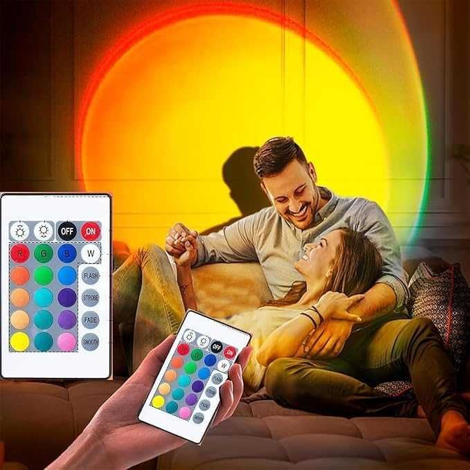 Lampa proiector LED cu simulare apus de soare 16 culori + telecomanda