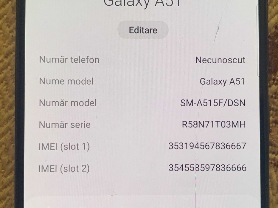 samaung A 51 fisura sticla display ok 180 lei