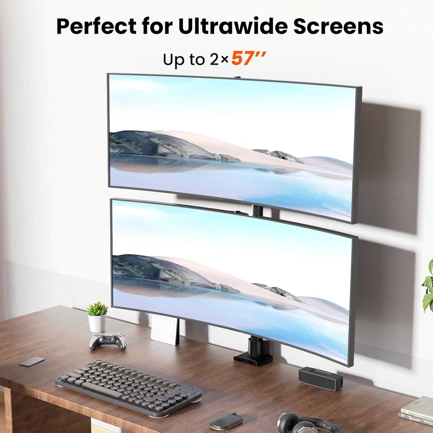 Suport monitor sau TV plat sau curbat, 24-57", vesa max 100x100mm