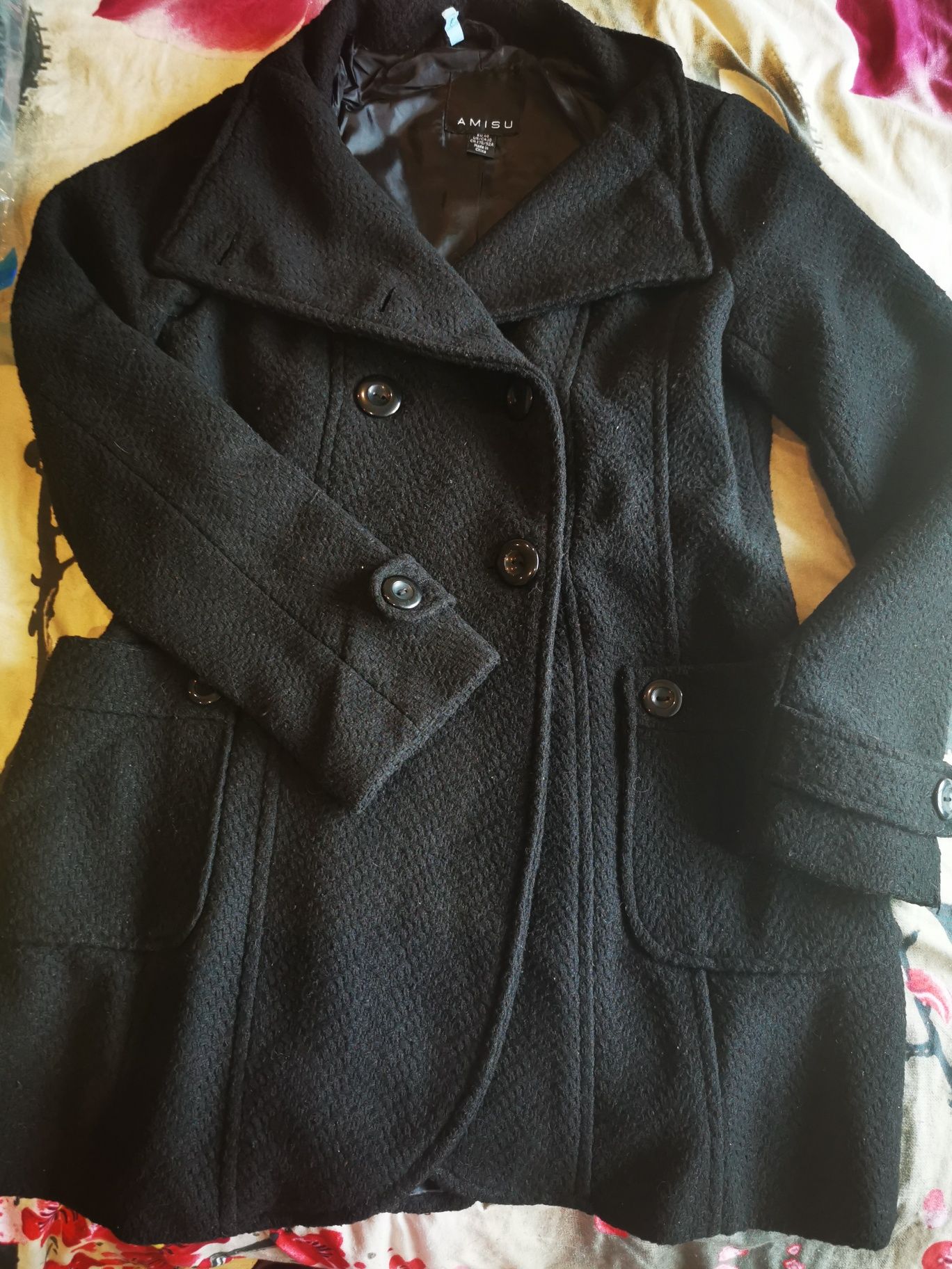 Дамско черно палто М размер