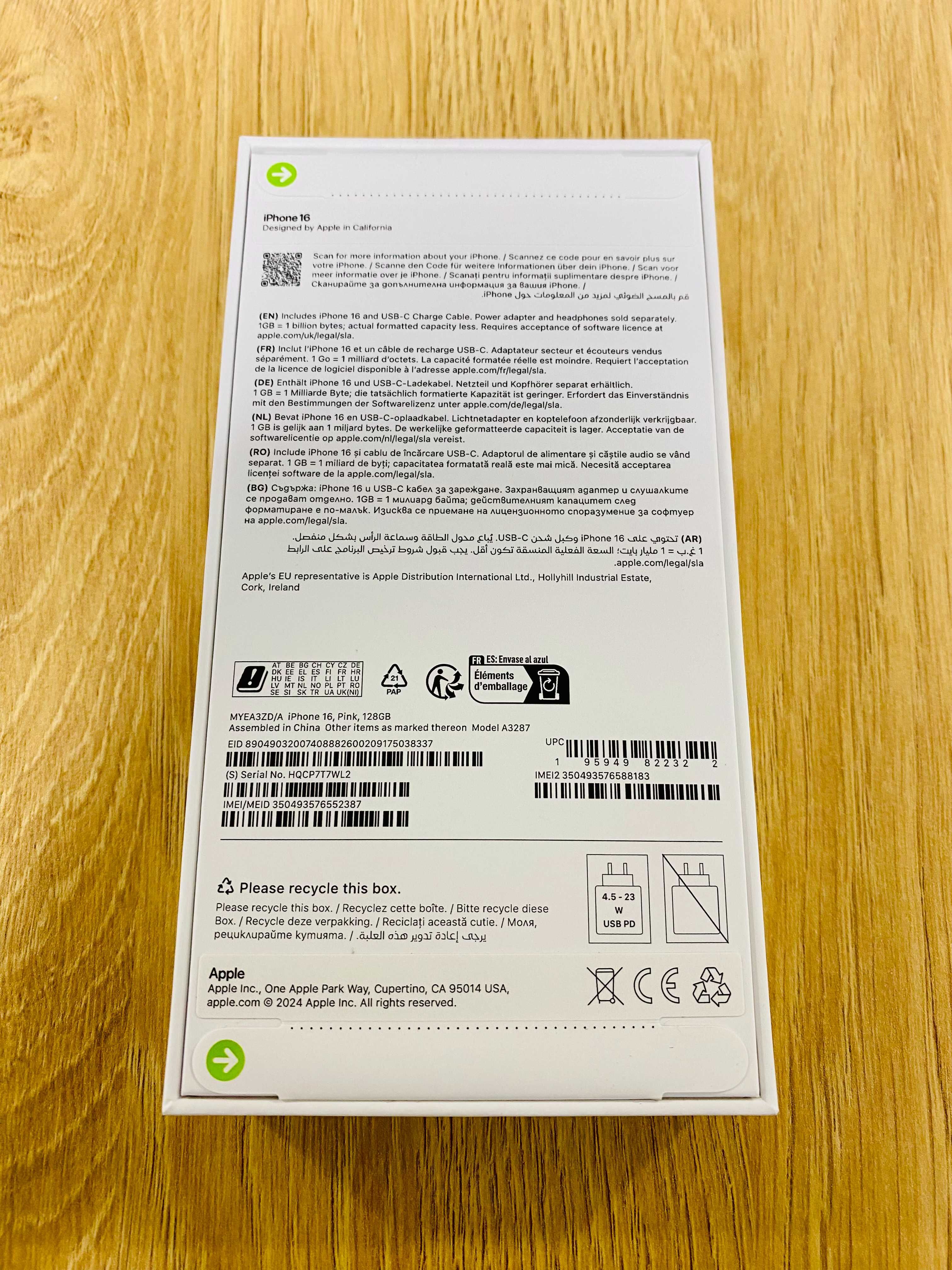 ЧИСТО НОВ !!! Apple iPhone 16, 128GB, 5G, Pink