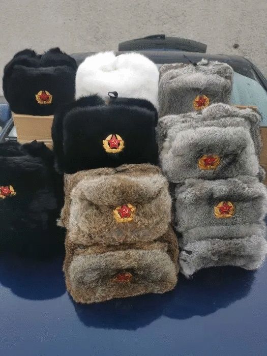 Руска зимна шапка ушанка. Заешка кожа. Естествен косъм