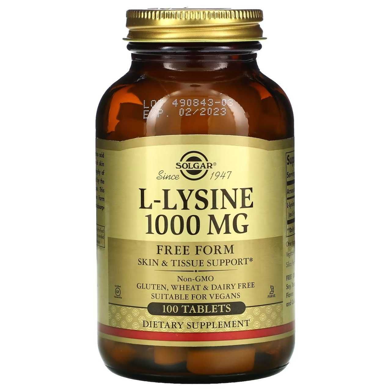 Solgar L-Lysine 1000 мг, Солгар л-лизин 1000мг. л-лезин