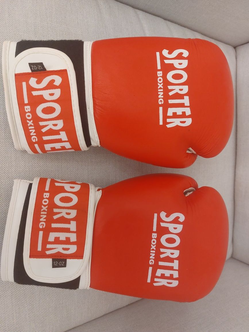 Боксови ръкавици от естествена кожа, 12 oz