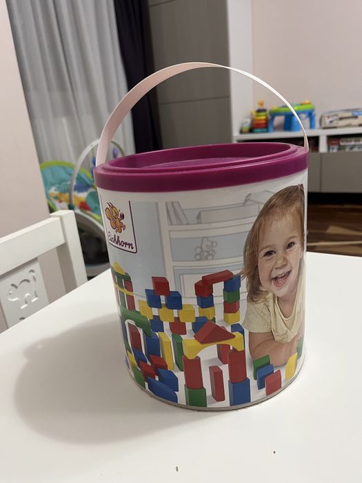 Jucarii lemn - Building blocks - Eichhorn set 100 piese la galetusa