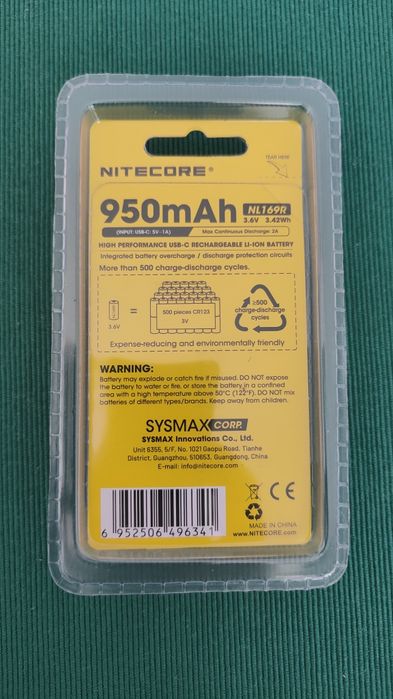 Acumulator Nitecore 16340 18650 tip c