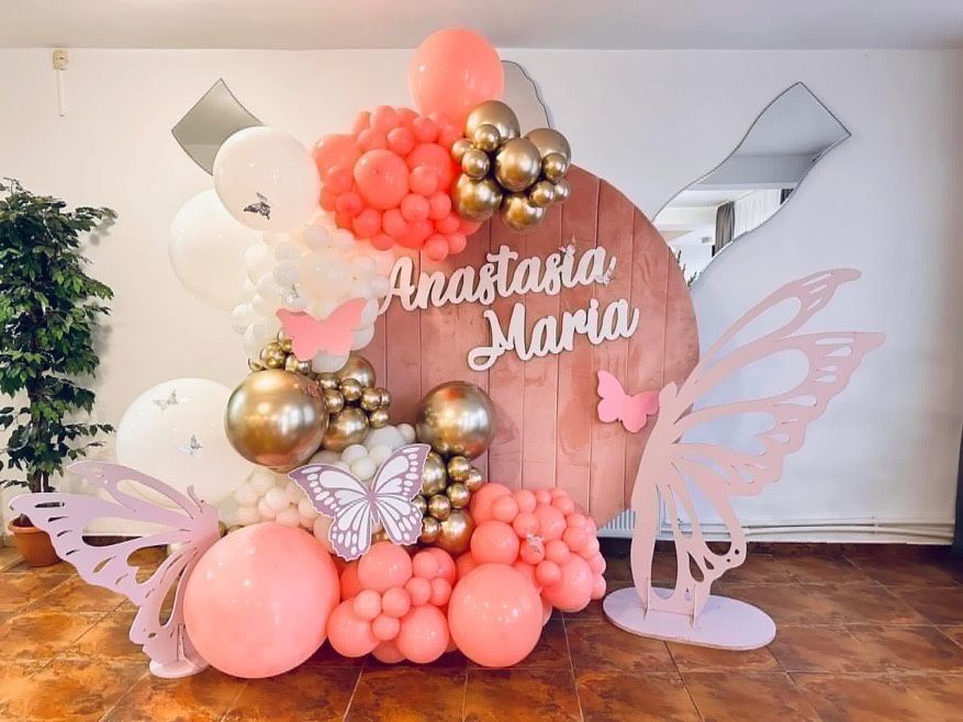 Decor  baloane   Ar florale Video 360 Fum Greu Oglinda magica baloane