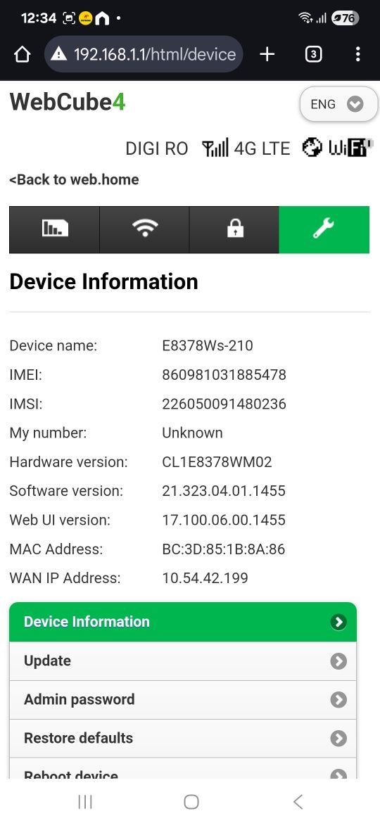 Router 4g LTE Huawei E8378