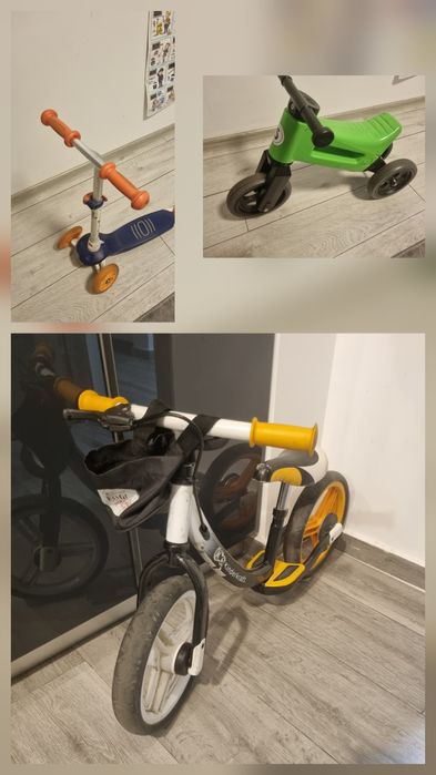 Set de 2 biciclete, o trotineta  si carucior pentru copii