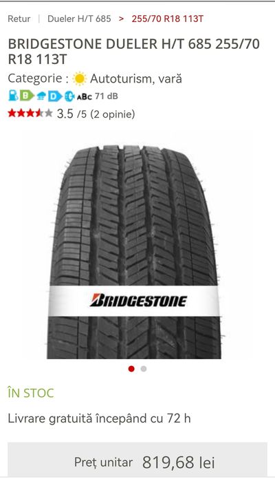 Set Anvelope Jeep Suv Bridgestone 255 70 R18   iarnă all season M+S