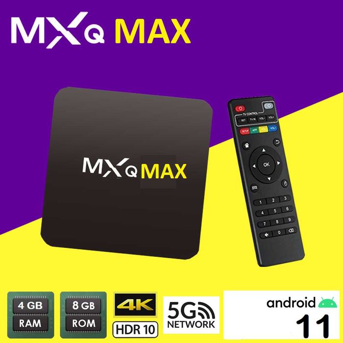 Нови 4GB RAM/32GB MXQ MAX 4 ядрен 2GHZ Android 11.1 TV BOX WiFi 4K2023