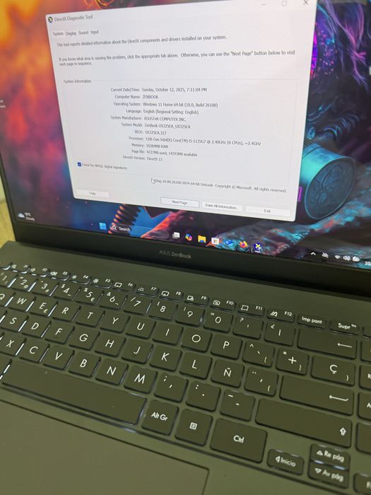 Laptop OLED Asus ZenBook 16 RAM i5-1135G7 k NOU Nvme 2T baterie 10ore